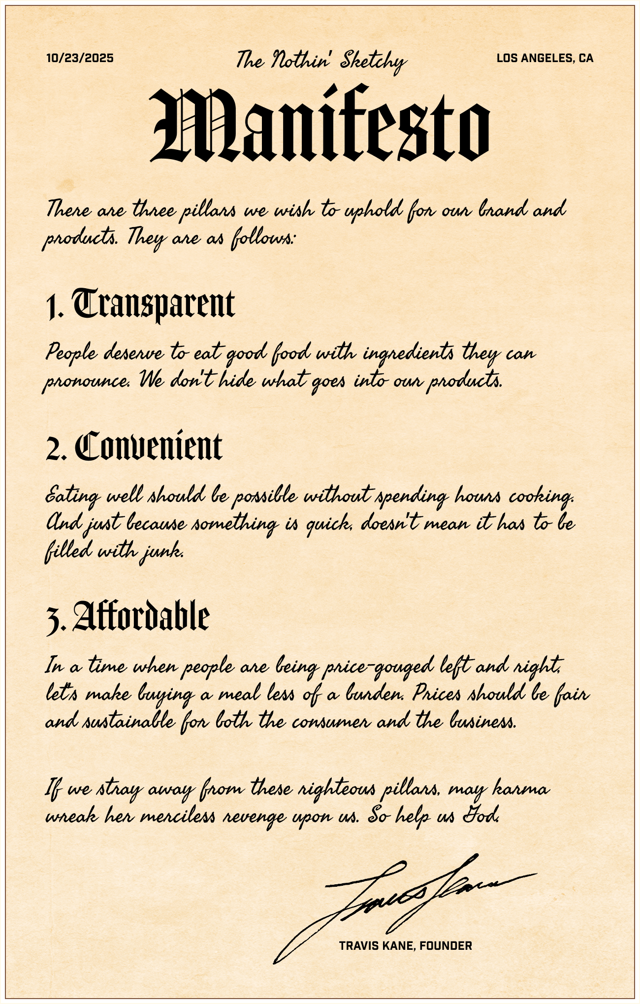 Nothin' Sketchy Manifesto